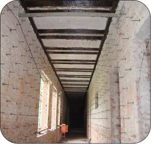 Carbon fiber reinforced at the bottom of corridor slab
