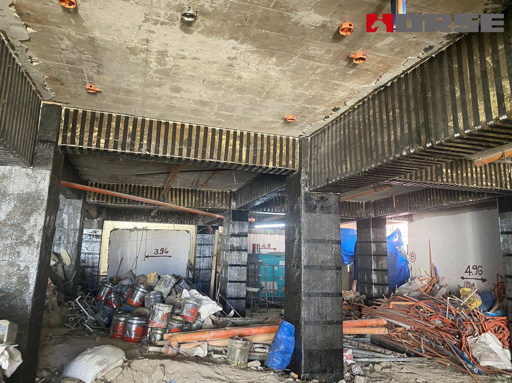 คาร์บอนไฟเบอร์สำหรับการยกระดับโรงแรมและการฟื้นฟูเสา