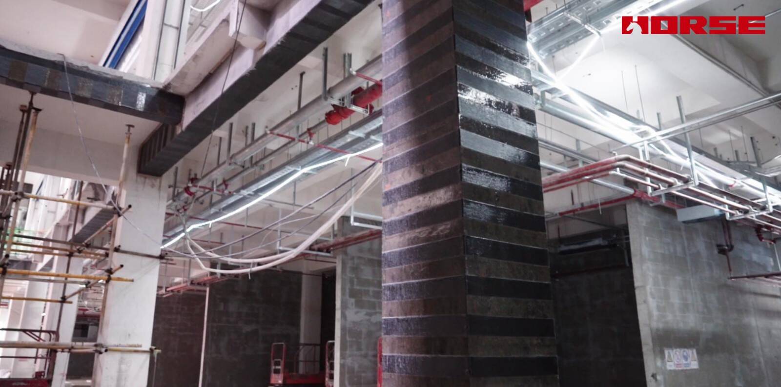 การเสริมความแข็งแรงโครงสร้างด้วยเส้นใยคาร์บอนหลังจากการรื้อพื้น slab การเสริมความแข็งแรงโครงสร้างด้วยเส้นใยคาร์บอนหลังจากการรื้อพื้น slab